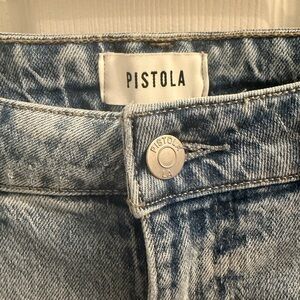 PISTOLA jeans Light Blue Distressed Straight Leg Size 27